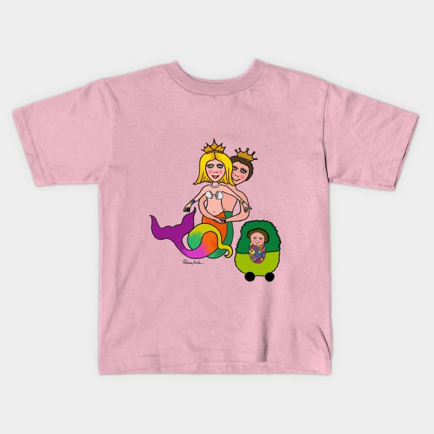 Mermaid Family Kids T-Shirt by Paloma Milla